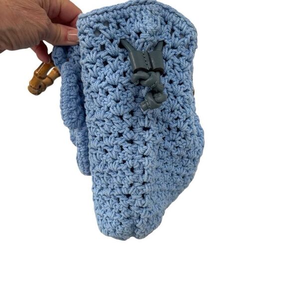 Patricia Nash Safflower Blue Cantinella Crochet Bag with Bamboo Handles - Picture 9 of 16